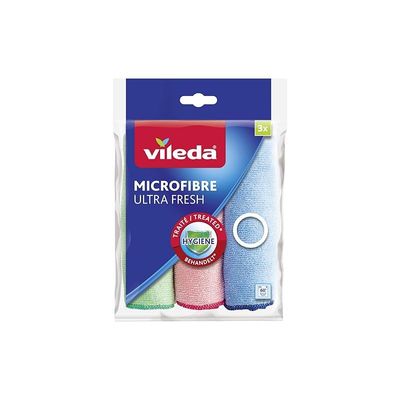 Vileda Microfibre ULTRA FRESH Cloths | Anti-bacterial* | all-purpose cloth |30 x 30 cm | Multipack 3 Pcs