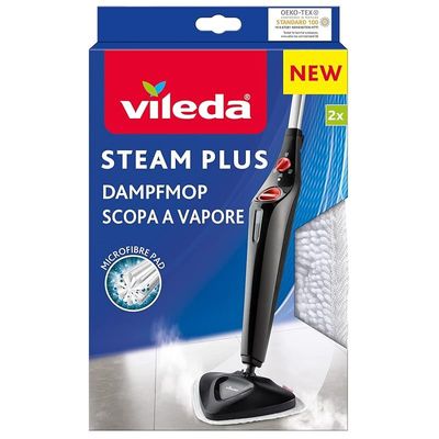 Vileda Steam Plus Mop Refill Pads, Microfibre, Easy Attach, Durable, White (2 Per Pack)