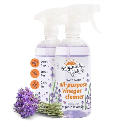 Originally Yellow, All-Purpose Vinegar Cleaner Spray, Distilled White Vinegar for Cleaning, Infused With Organic Lavender 0.47L x2 2 PACK