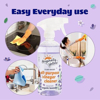 Originally Yellow, All-Purpose Vinegar Cleaner Spray, Distilled White Vinegar for Cleaning, Infused With Organic Lavender 0.47L x2 2 PACK