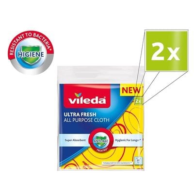 Vileda ULTRA FRESH All Purpose Super Absorbent  Cloth Anti-bacterial  All-Purpose Cloth-Pack 2 Pc