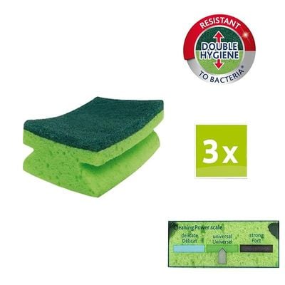 Vileda ULTRA FRESH High Foam Sponge | Anti-bacterial* | Deep Cleaning Scouring | Multipack 3 Pcs