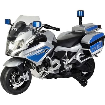 MYTS Ride On 12V Bmw Licensed Police Bike - Silver
