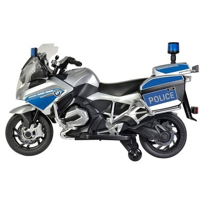 MYTS Ride On 12V Bmw Licensed Police Bike - Silver
