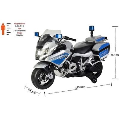 MYTS Ride On 12V Bmw Licensed Police Bike - Silver
