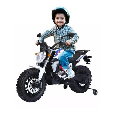 MYTS Ride-On Electric Motorbike W/ Wheels 12V - White