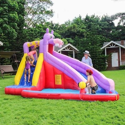 MYTS Inflatable Hippo Mega Bouncer Trampoline With Slide