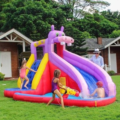 MYTS Inflatable Hippo Mega Bouncer Trampoline With Slide