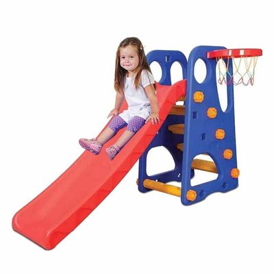 MYTS Play Slide With Basketball Net - Blue/Red