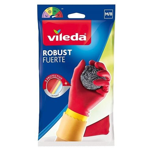 Vileda, Robust Tough 3 Layer Rubber Gloves, Red/Yellow, Medium, PK27884