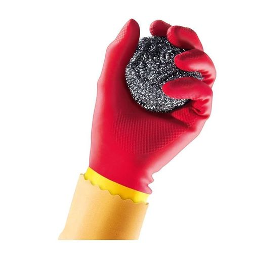 Vileda Robust 3 Protective layer Rubber Gloves, Red/Yellow, Size L/9