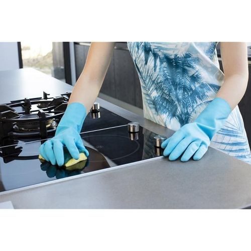 Vileda Comfort Extra Reusable Rubber Gloves L, Latex, Absorbent Interior, Protects Your Skin, Blue &amp; Green, Large Size (1 Pair Per Pack)