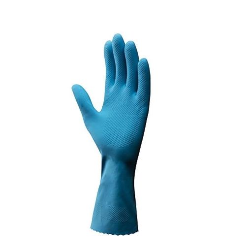Vileda Comfort Extra Reusable Rubber Gloves L, Latex, Absorbent Interior, Protects Your Skin, Blue &amp; Green, Large Size (1 Pair Per Pack)