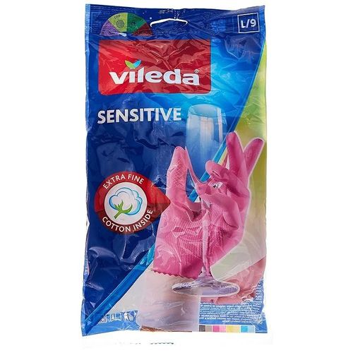 Vileda Gloves Sensitive, Large, Pink