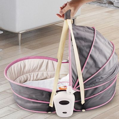 Teknum 6 - in - 1 Cozy Rocker Bassinet with Wheels, Awning & Mosquito net - Pink