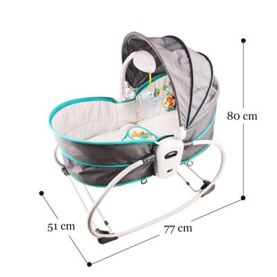 Teknum 6 - in - 1 Cozy Rocker Bassinet with Wheels, Awning & Mosquito net - Green