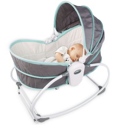 Teknum 6 - in - 1 Cozy Rocker Bassinet with Wheels, Awning & Mosquito net - Green