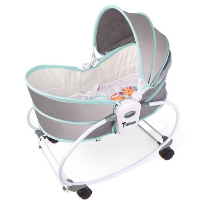 Teknum 6 - in - 1 Cozy Rocker Bassinet with Wheels, Awning & Mosquito net - Green