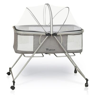 Teknum 3 - IN - 1 Baby Cot / Cradle w / Mosquito net & Wheels - Dark Grey