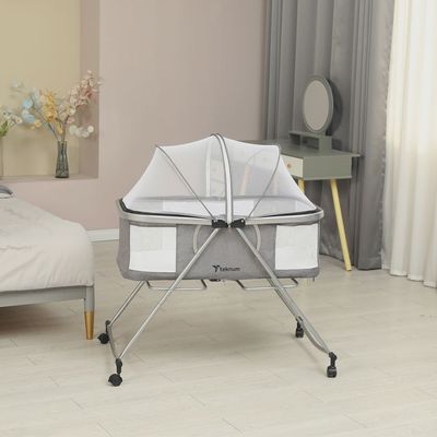 Teknum 3 - IN - 1 Baby Cot / Cradle w / Mosquito net & Wheels - Dark Grey