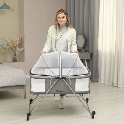 Teknum 3 - IN - 1 Baby Cot / Cradle w / Mosquito net & Wheels - Dark Grey