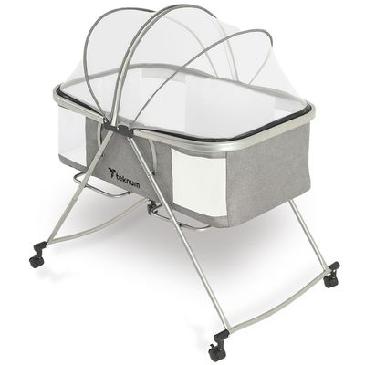 Teknum 3 - IN - 1 Baby Cot / Cradle w / Mosquito net & Wheels - Dark Grey