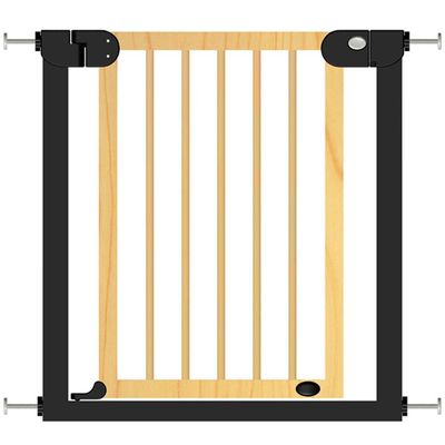 Baby Safe Wooden Safety Gate W/T 14Cm Black Extension - Natural Wood