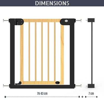 Baby Safe Wooden Safety Gate w / t 7cm Black Extension - Natural Wood