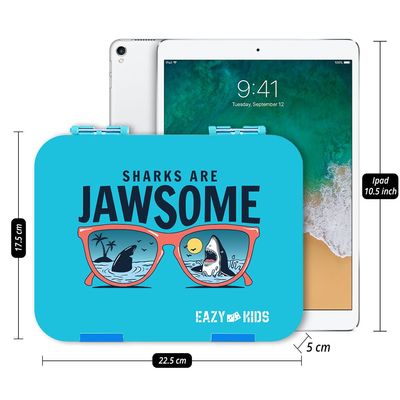 Eazy Kids Bento Boxes wt Insulated Lunch Bag Combo - Jawsome Shark Blue