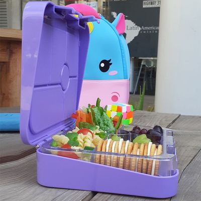 Eazy Kids Bento Boxes wt Insulated Lunch Bag Combo - Unicorn Purple