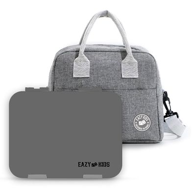Eazy Kids Bento Boxes wt Insulated Lunch Bag Combo - Grey