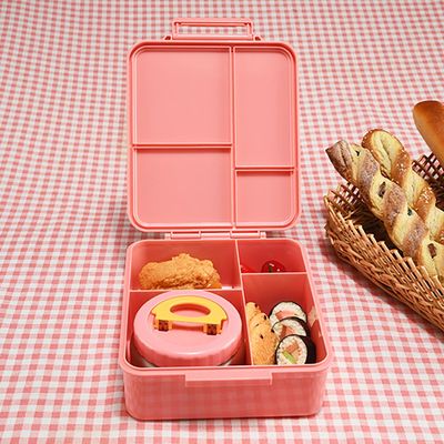 Eazy Kids Jumbo Bento Lunch Box w / t Insulated Jar - Pink