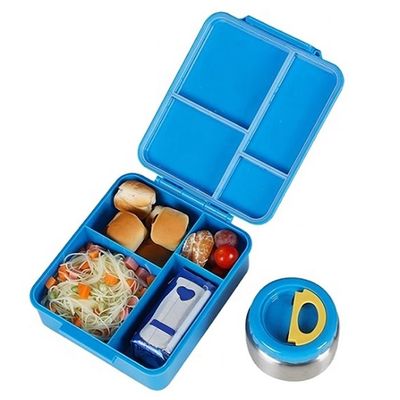 Eazy Kids Jumbo Bento Lunch Box w / t Insulated Jar - Blue