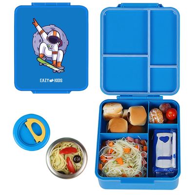 Eazy Kids Jumbo Bento Lunch Box w / t Insulated Jar - Blue