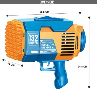 Little Story - 132 Holes Bubble Machine Gun wt Light / Bubble Maker for Kids Indoor & Outdoor - Orange