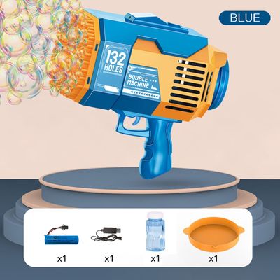 Little Story - 132 Holes Bubble Machine Gun wt Light/Bubble Maker for Kids Indoor & Outdoor- Orange