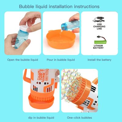 Little Story - 108 Holes Bubble Machine Gun wt Light / Bubble Maker for Kids Indoor & Outdoor - Orange