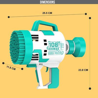 Little Story - 108 Holes Bubble Machine Gun wt Light / Bubble Maker for Kids Indoor & Outdoor - Cyan