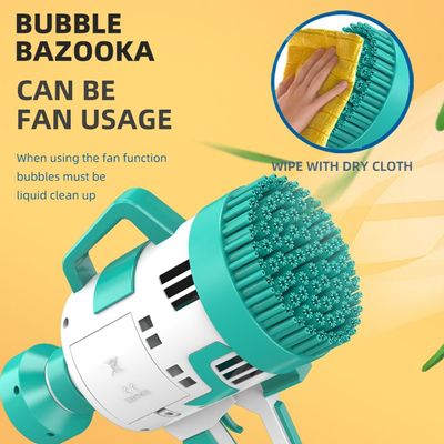 Little Story - 108 Holes Bubble Machine Gun wt Light/Bubble Maker for Kids Indoor & Outdoor- Cyan
