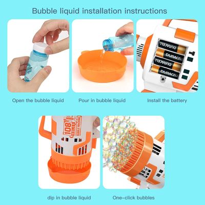 Little Story - 108 Holes Bubble Machine Gun Battery Operated wt Light / Bubble Maker for Kids Indoor & Outdoor - Orange