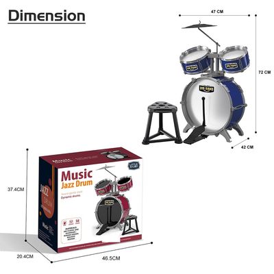 Little Story - Kids Drum Set Musical Instrument wt Stool - Blue