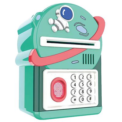 Little Story - lovely Piggy Bank wt Fingerprint Lock & Music - Astronaut Green