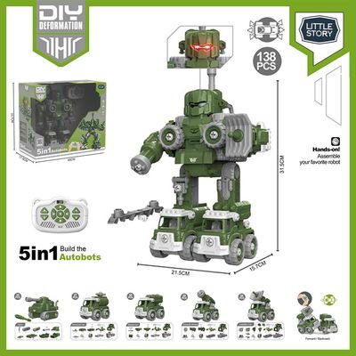 Little Story - Kids Toy 5in1 Military Robot Transformation Vehicle with Remote Control - Green