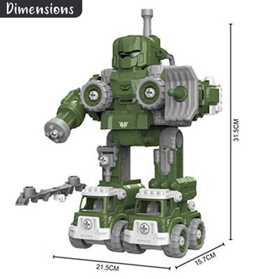 Little Story - Kids Toy 5in1 Military Robot Transformation Vehicle with Remote Control - Green