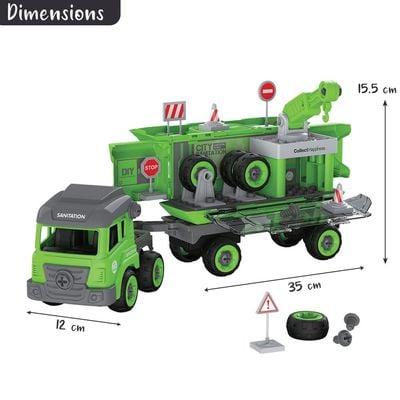 Little Story - Kids Toy Sanitation Truck wt 2 Mini Truck - Green