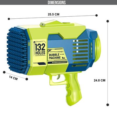 Little Story - 132 Holes Bubble Machine Gun wt Light / Bubble Maker for Kids Indoor & Outdoor - Green