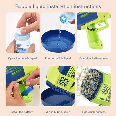 Little Story - 132 Holes Bubble Machine Gun wt Light / Bubble Maker for Kids Indoor & Outdoor - Green