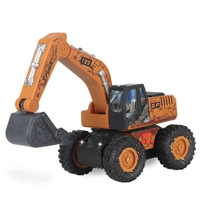 Little Story Simulation Inertial Engineering Excavator Toy Vehicle With Light and Sound, Included 3*AG13 Cell Battery - Yellow