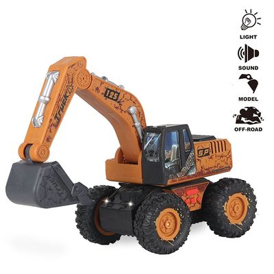 Little Story Simulation Inertial Engineering Excavator Toy Vehicle With Light and Sound, Included 3*AG13 Cell Battery - Yellow