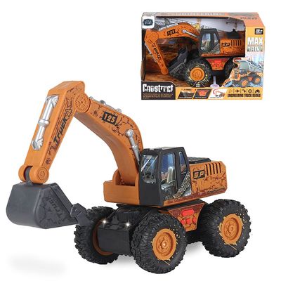 Little Story Simulation Inertial Engineering Excavator Toy Vehicle With Light and Sound, Included 3*AG13 Cell Battery - Yellow